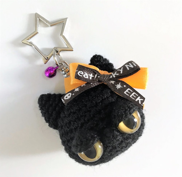 やさぐれ黒猫＊ハロウィン★あみぐるみキーホルダー☆受注製作品