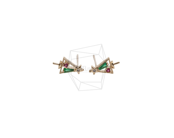 ERG-2580-G【2個入り】クリスマスツリーピアス,Christmas Tree Earring Post