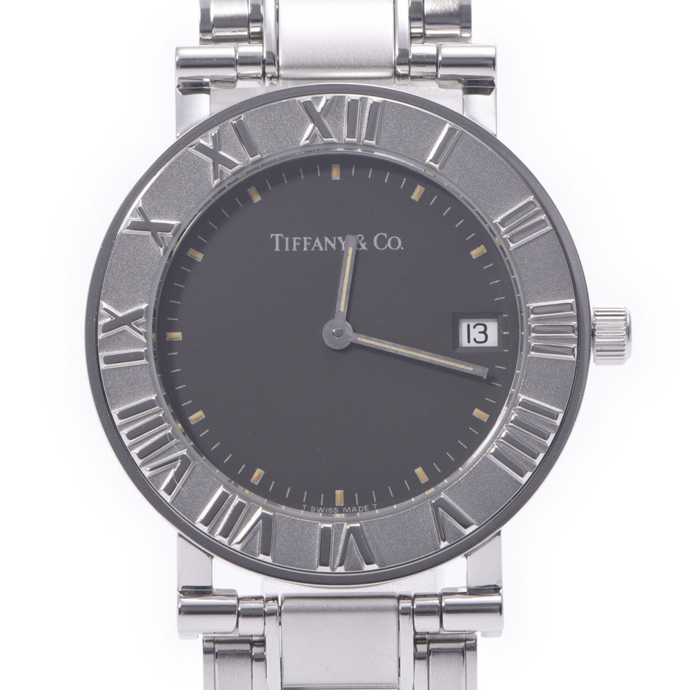 TIFFANY&Co. ティファニー アトラス 33mm ボーイズ SS 腕時計 クオーツ 黒文字盤 Aランク 中古 