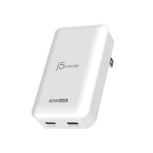 j5 create JUP2465 65W GaN採用 Slim PD USB-C 2-Port Charger