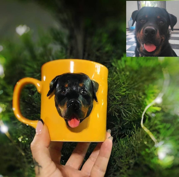 お写真入から コーヒーカップ うちの子 愛犬 愛猫 3D 似顔絵 肖像画 人形 コップ マグカップ フィギュア