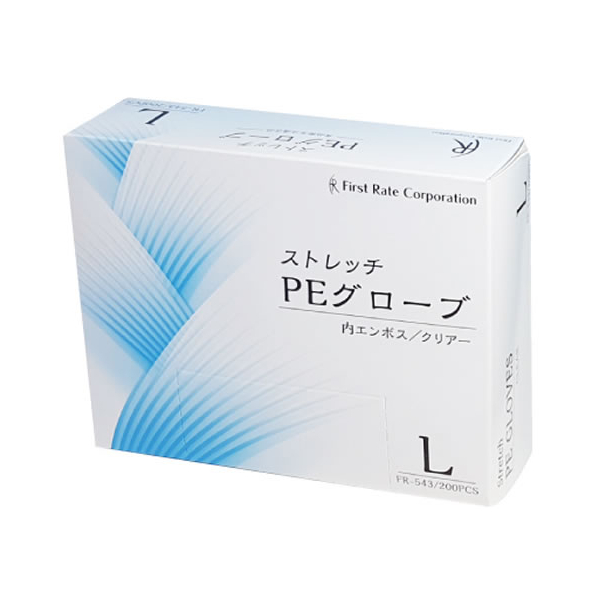 ファーストレイト ストレッチPEグローブ クリアー L 200枚 F043912-FR-543