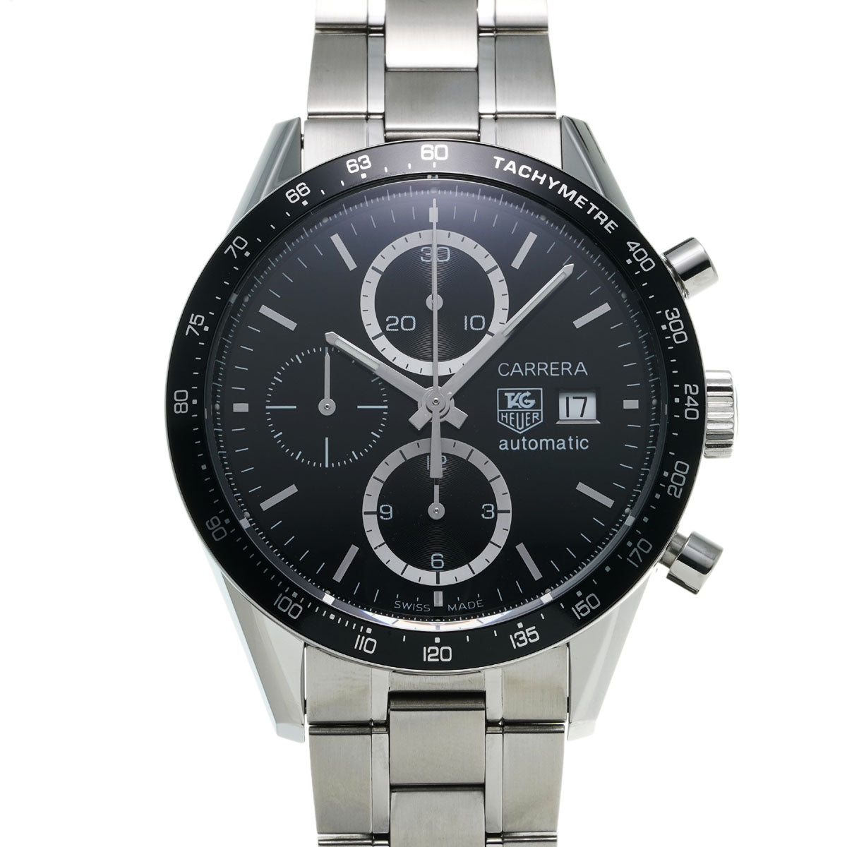 TAG HEUER タグホイヤー カレラ クロノグラフ タキメーター CV2010.BA0786 メンズ SS 腕時計 自動巻き 黒文字盤 Aランク 中古 