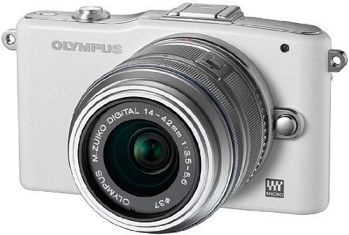 OLYMPUS ミラーレス一眼 PEN mini E-PM1 レンズキット ホワイト E-PM1 LKIT WHT【中古品】