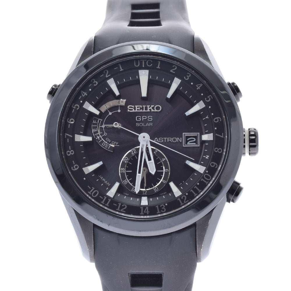 SEIKO セイコー アストロン ソーラーGPS SBXA011 メンズ チタン/ラバー 腕時計 黒文字盤 ABランク 中古 