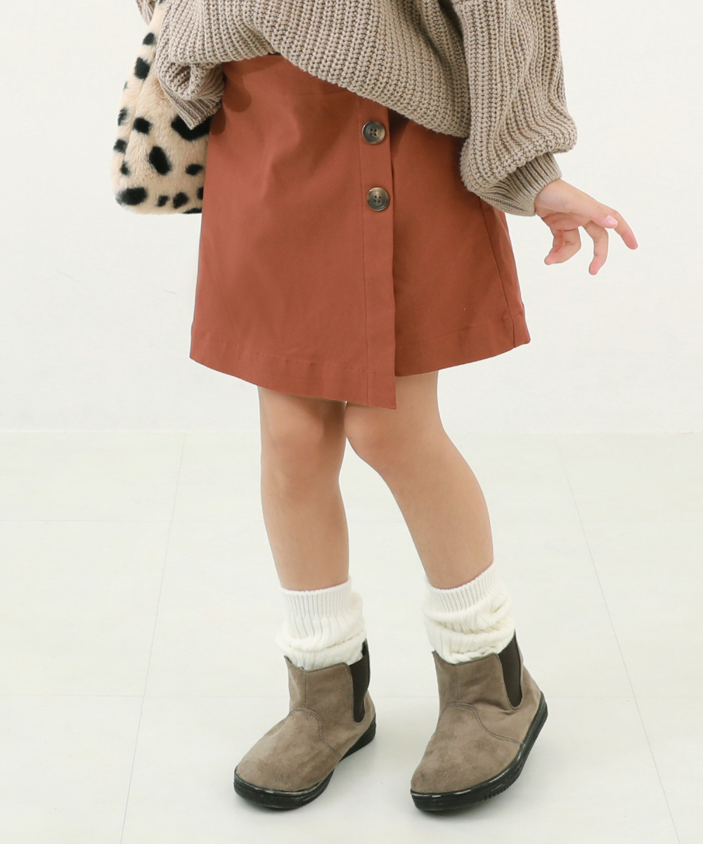 デビロック/裏起毛 ラップスカート風パンツ 子供服 キッズ 女の子 ボトムス スカート スカッツ ･･･