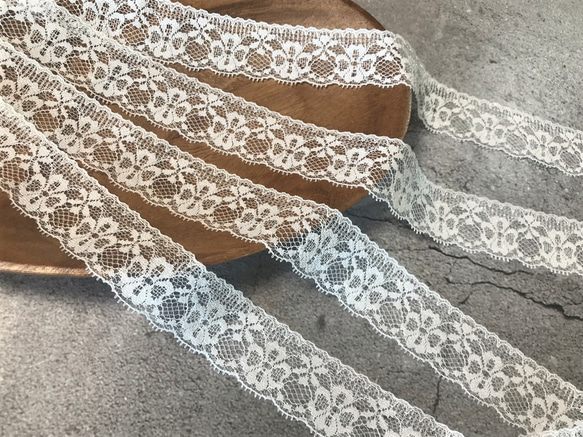 再販 お買い得【在庫処分品】10m ラッセルレース 両耳スカラップ 花柄 日本製 lace-No,144-10