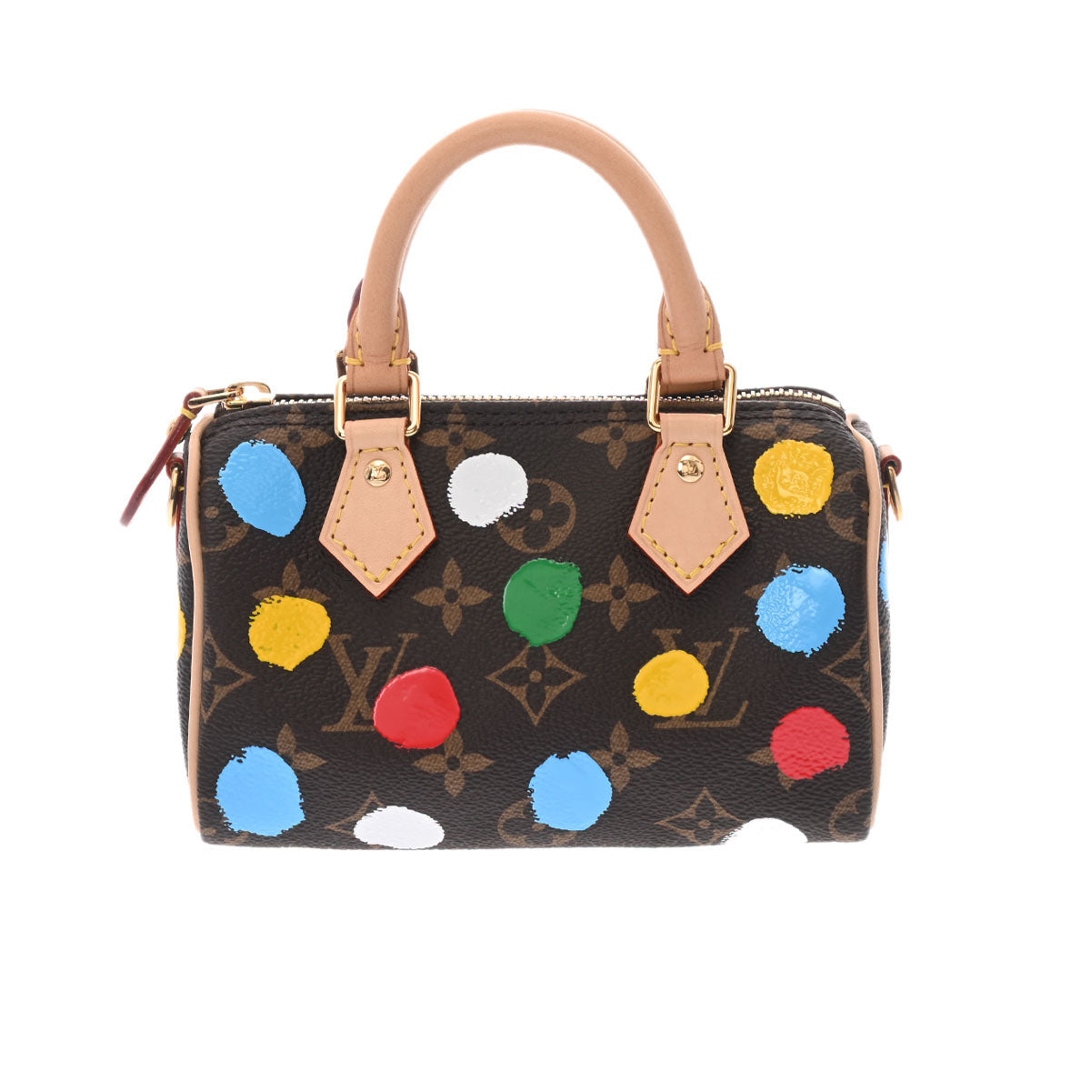 LOUIS VUITTON ルイヴィトン モノグラム ナノスピーディ 草間彌生コラボ ドット ブラウン M81979 レディース モノグラムキャンバス ショルダーバッグ 未使用 