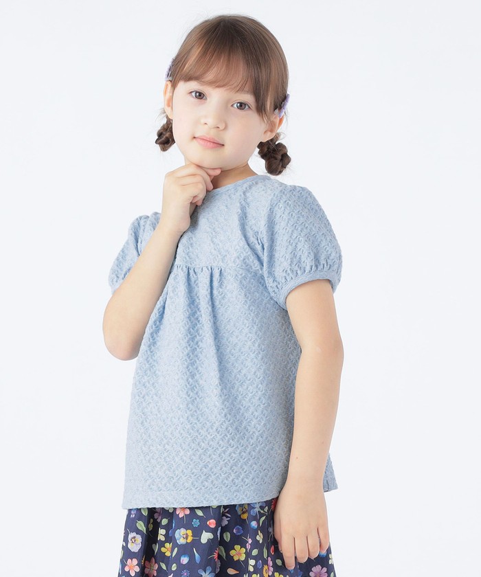 シップスキッズ/SHIPS KIDS:100～130cm / ジャカード パフ スリーブ TEE