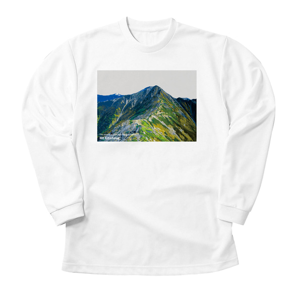 北岳 長袖Tシャツ ホワイト ドライ 吸水速乾 山 登山