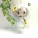 Dパープルの花柄ワンピース＆ひまわりのヘアピン＆ひまわりのポシェットの3点セット