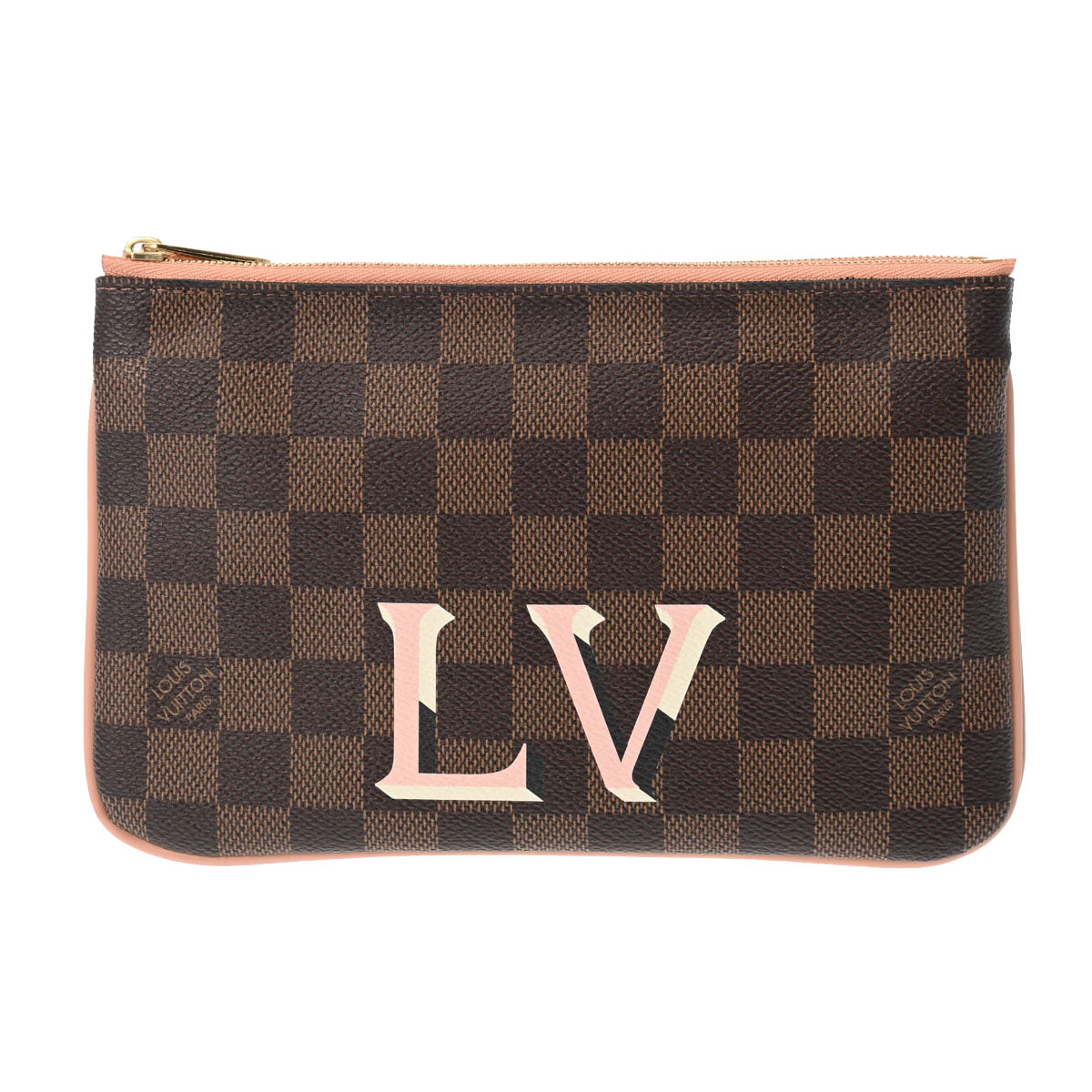 LOUIS VUITTON ルイヴィトン ダミエ ポシェット ドゥーブルジップ ブラウン N60254 レディース ダミエキャンバス ショルダーバッグ Aランク 中古 