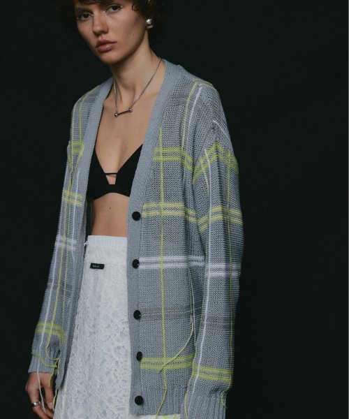 【led.tokyo】OVER CHECK CARDIGAN