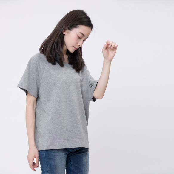 French terry Relaxed Raglan Top / Heather Grey Project 007