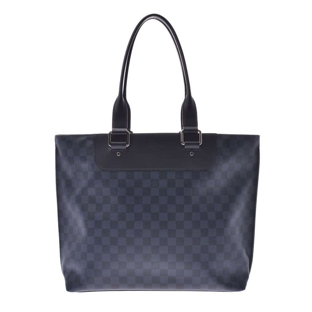 LOUIS VUITTON ルイヴィトン ダミエ コバルト カバヴォワヤージュ ネイビー系/黒 N41397 メンズ レザー トートバッグ ABランク 中古 