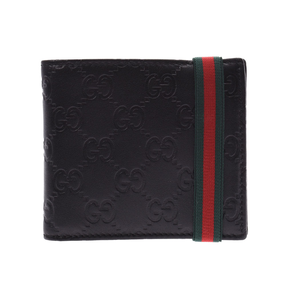 GUCCI グッチ二つ折り札入れ  黒 メンズ レザー 札入れ 154443  中古