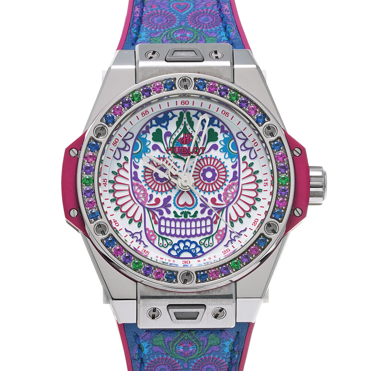 HUBLOT ウブロ ビックバン ワンクリック カラベラ 100本限定 465.SX.2090.VR.1299.MEX18 メンズ SS/ラバー 腕時計 自動巻き Aランク 中古 