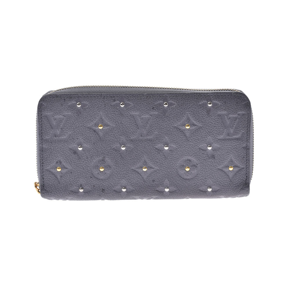 LOUIS VUITTON ルイヴィトン モノグラム アンプラント ジッピーウォレット グレー M62209 ユニセックス レザー スタッズ 長財布 Bランク 中古 