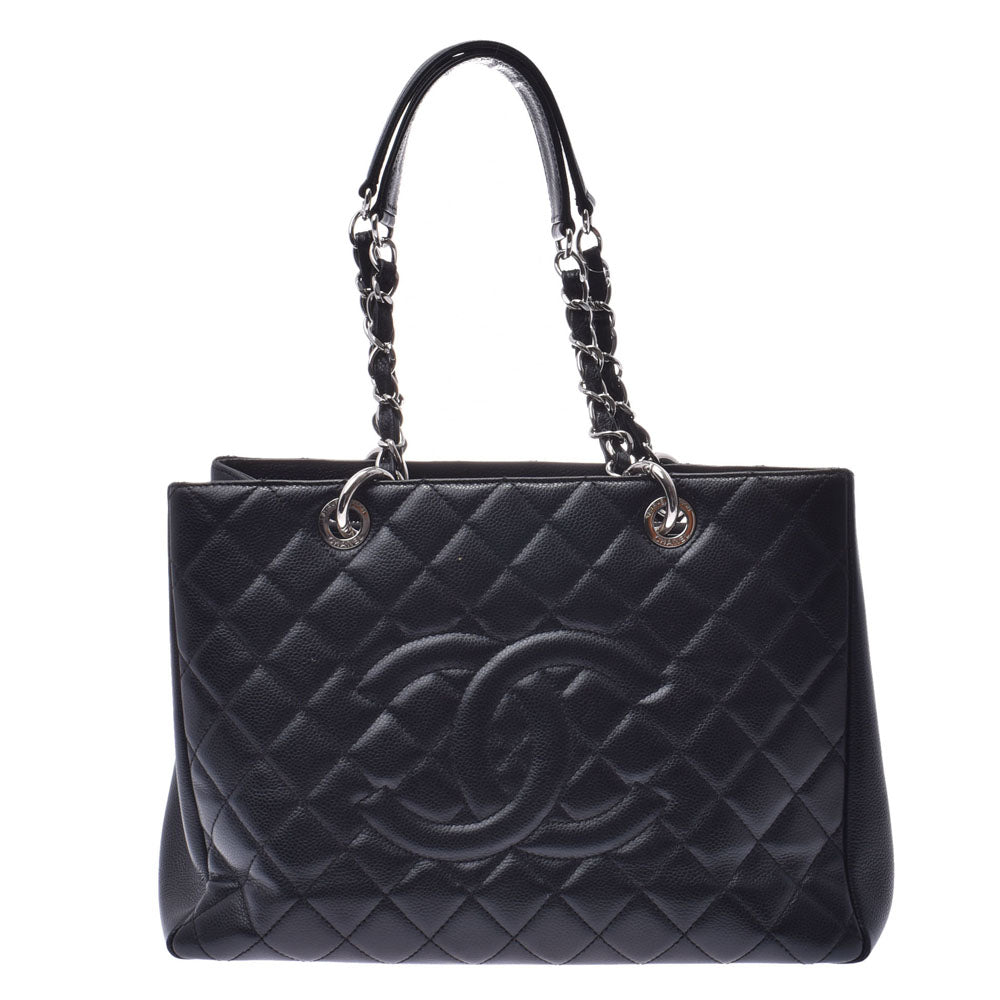 CHANEL シャネルGSTトート  黒 シルバー金具 レディース キャビアスキン ショルダーバッグ  中古