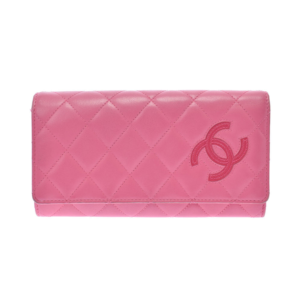 CHANEL シャネル シンプリーCC ピンク レディース ラムスキン 二つ折り財布 Bランク 中古 