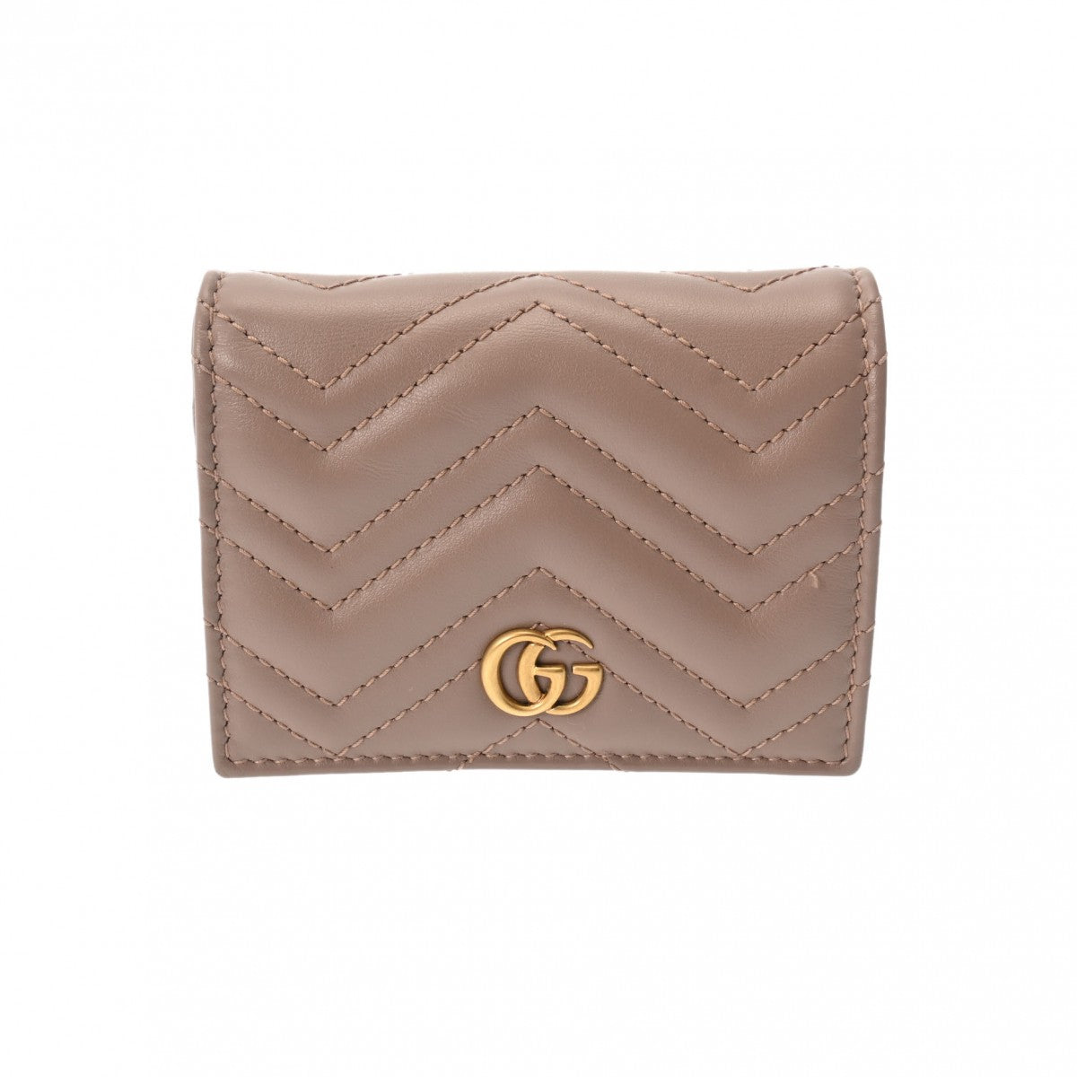 GUCCI グッチ GGマーモント ベージュ GP金具 735429 レディース レザー 二つ折り財布 Aランク 中古 