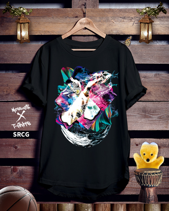 グラフィックアート黒Tシャツ「SRCG」