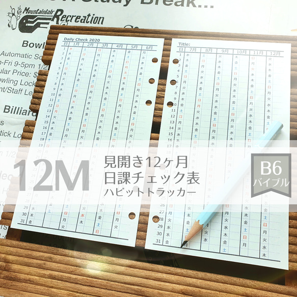 バイブル黒 日課チェック表（ハビットトラッカー）2024-2025 システム手帳リフィル B6  バイブルサイズ