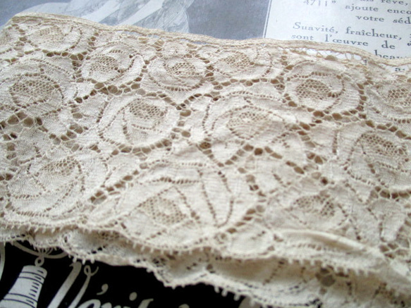 *♥*Art Deco Antique Lace Rose Ecru*♥*