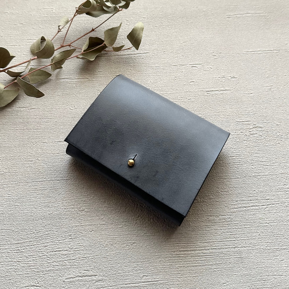 half wallet / 二つ折り財布〝SIBILLA Liscio〞〖ブラック〗〖刻印可〗〖受注制作〗〖春財布〗