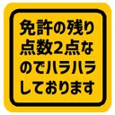 免許の残り点数2点でハラハラしてます カー マグネットステッカー