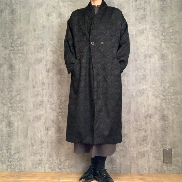 Sale ペイズリー2wayスタンドカラーコート　Paisley 2way stand collar coat