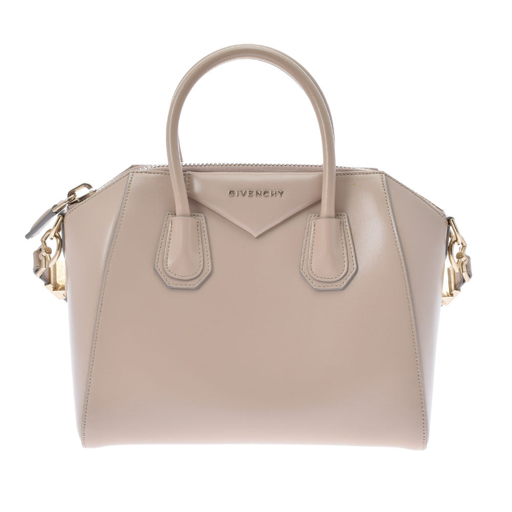 GIVENCHY ジバンシー アンティゴナ スモール 2WAY ベージュ GP金具 レディース レザー ハンドバッグ ABランク 中古 