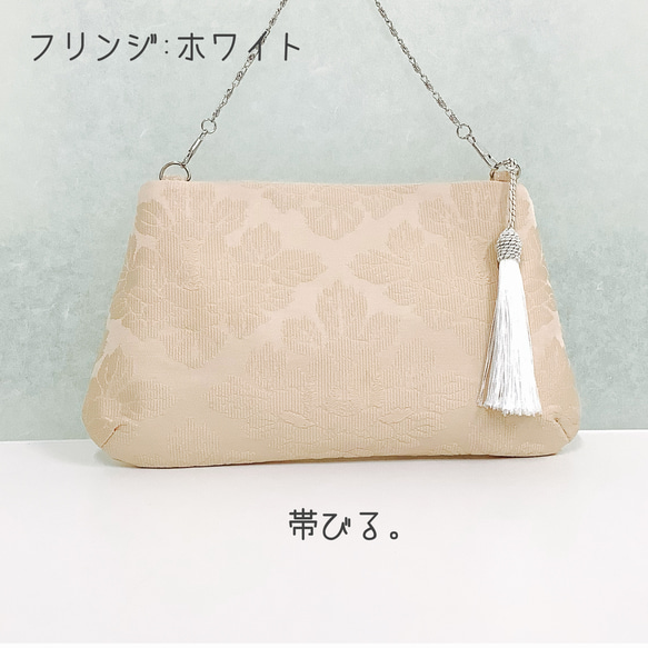 ✳︎Handbag✳︎ハンドバッグ✳︎アイボリー✳︎パーティバッグ✳︎帯リメイク✳︎