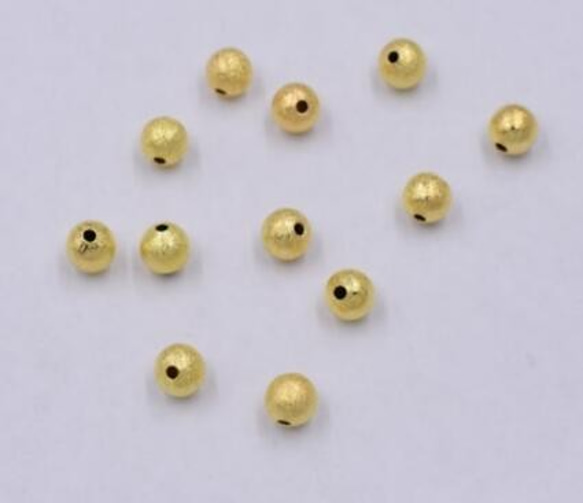 GM-096 300個  メタルビーズ 丸玉 6mm スクラブ アクセサリーパーツ ゴールド 3X【100ヶ】