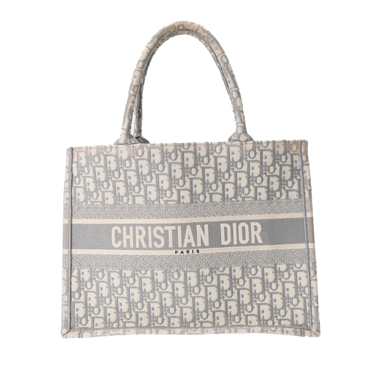 CHRISTIAN DIOR クリスチャンディオール ブックトート ミディアム グレー レディース ジャガード ハンドバッグ Bランク 中古 