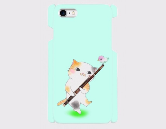 (iPhone用)ファゴット猫のスマホケース【楽器ねこシリーズ】