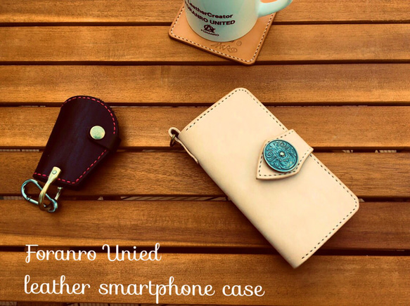 leather smartphone case 2ポケ　コンチョタイプ