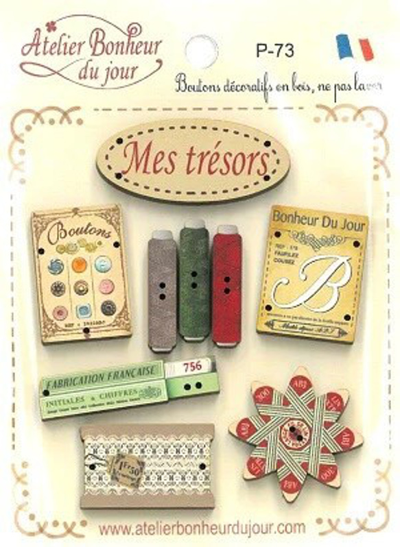 新入荷！フランス製！『アトリエ ボヌール ドゥ ジュール　木製ボタンセット【MES TRESORS/私のとっておき】』