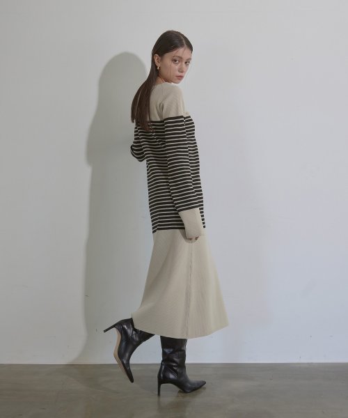 Border Parts Mix Knit Dress