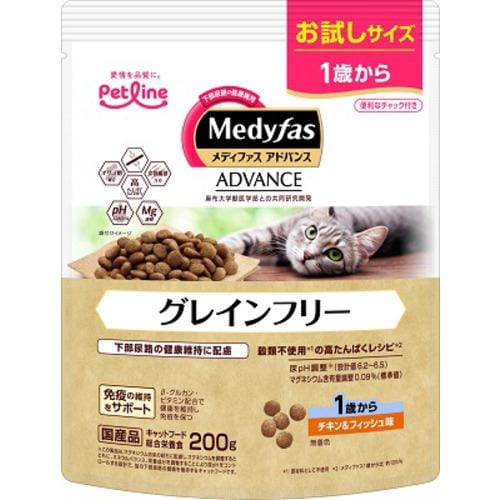 ペットライン メディファス アドバンス グレインフリー 1歳から チキン&フィッシュ味 200g