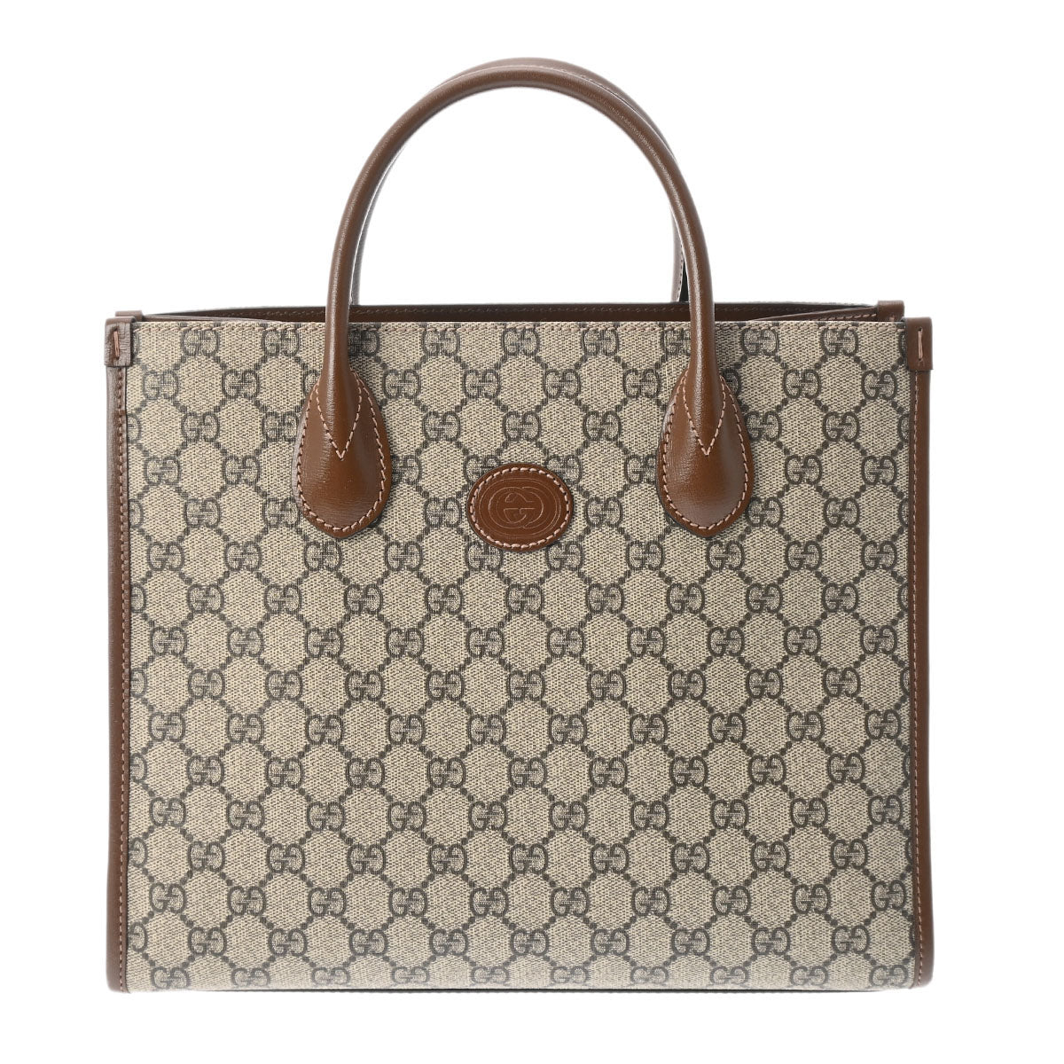 GUCCI グッチ インターロッキングG 2WAY 茶 ゴールド金具 659983 レディース GGスプリームキャンバス トートバッグ Aランク 中古 