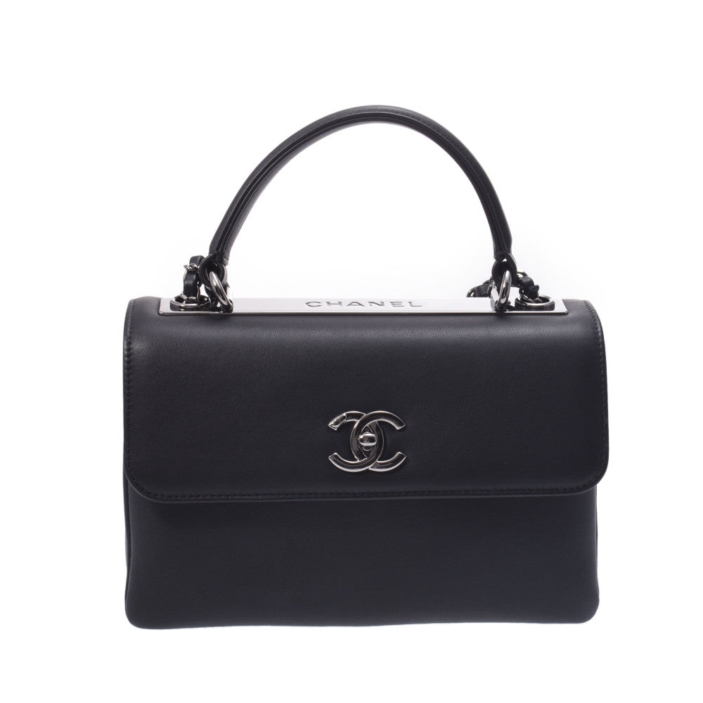 CHANEL シャネル トップハンドル 黒 シルバー金具 レディース レザー 2WAYバッグ 新同 中古 