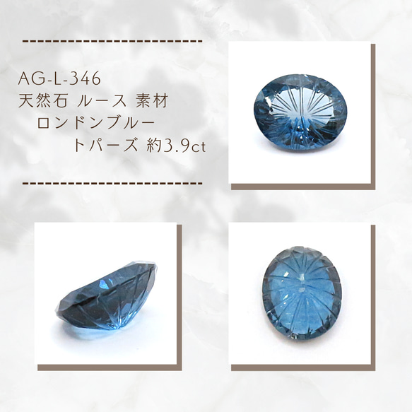 AG-L-346 天然石 ルース 素材 ロンドン ブルー トパーズ 約3.9ct