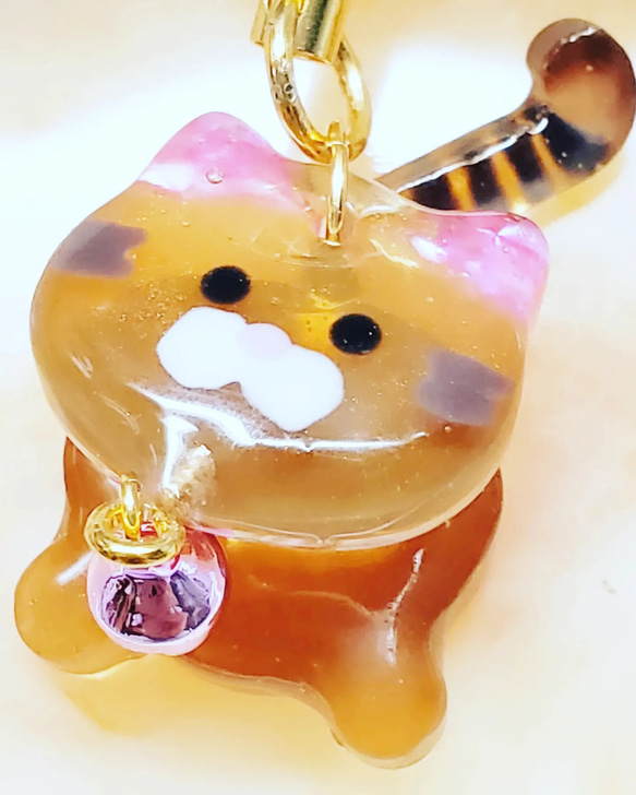 送料無料❗　立つ❗動く❗　3Dにゃんこのストラップ【茶トラ】#ねこ型