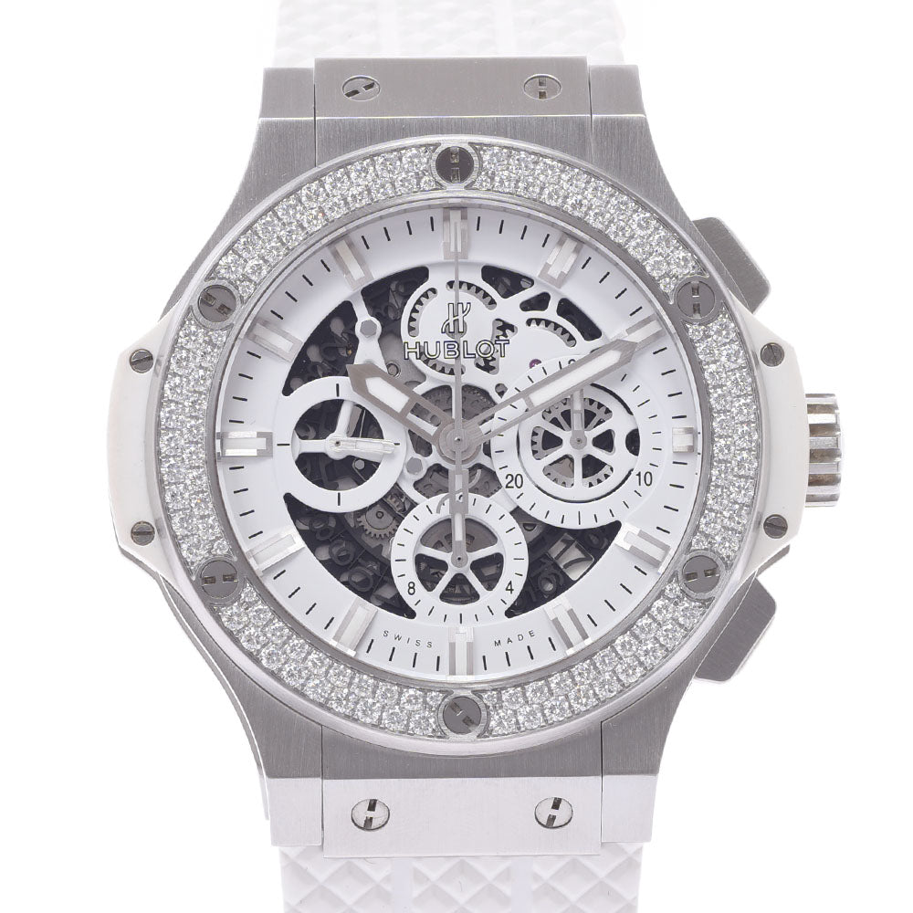 HUBLOT ウブロ ビッグバン アエロバン ベゼルダイヤ 311.SE.2010.RW.1104.JSM.12 メンズ SS/ラバー 腕時計 自動巻き 白/スケルトン文字盤 Aランク 中古 