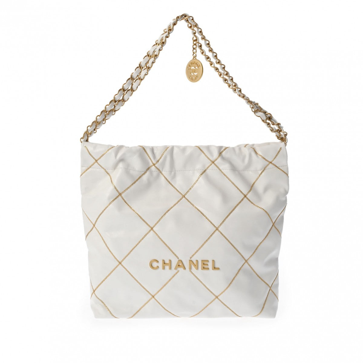 CHANEL シャネル シャネル 22 スモールバッグ 白 ゴールド金具 AS3260 レディース シャイニーカーフ ハンドバッグ 未使用 