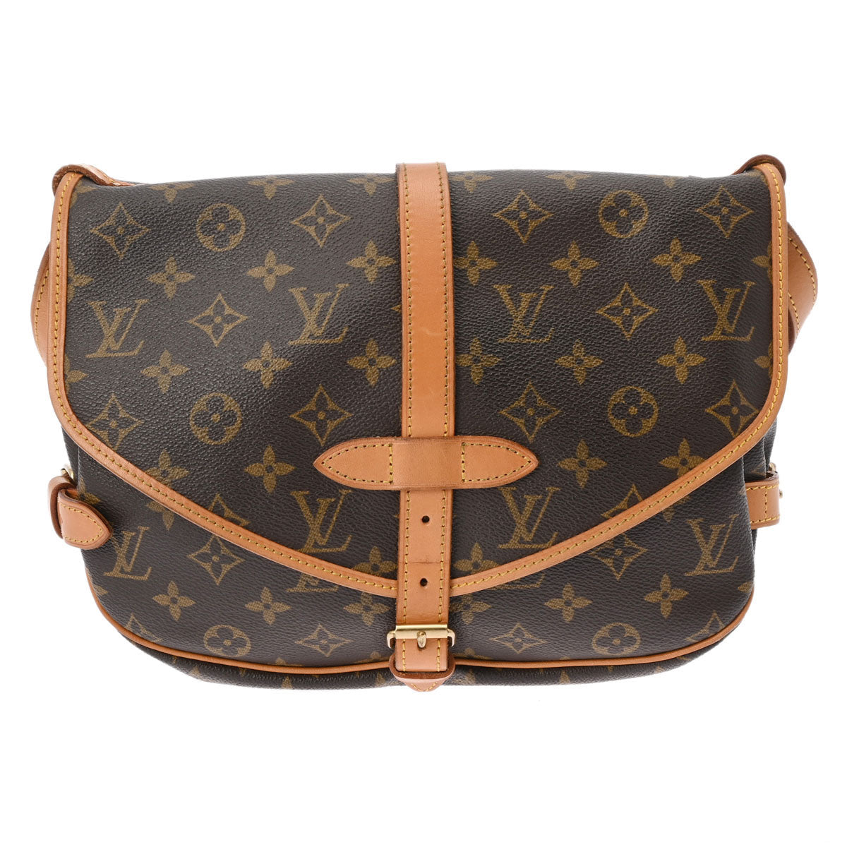 LOUIS VUITTON ルイヴィトン モノグラム ソミュール 30 ブラウン M42256 レディース モノグラムキャンバス ショルダーバッグ Bランク 中古 