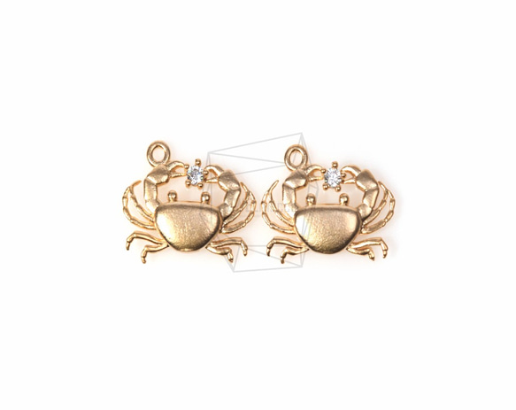 PDT-412-MG【2個入り】キュービックジルコニアカニペンダント,CZ crab pendant