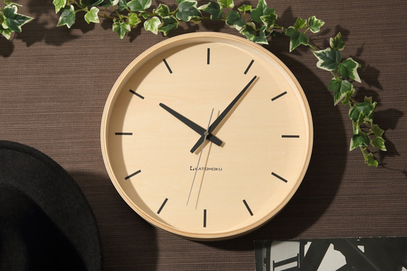 KATOMOKU plywood clock 5 ナチュラル km-50N 掛け時計 木製 静か オシャレ インテリア