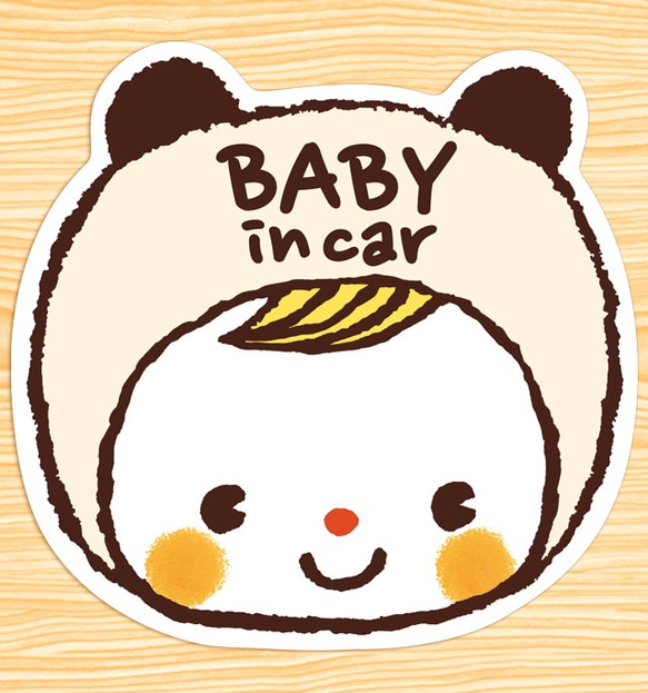 BABY IN CAR ベビーインカー マグネットステッカー(耳がかわいいシロクマちゃん）